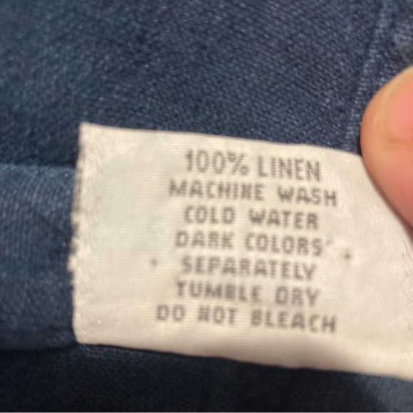 CLICK Sz L 100% Linen Patch Pockets Button Slit Shift Crew Neck Dress - Picture 6 of 8